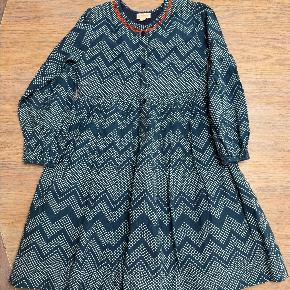 Stylish Kids Chevron Dress - Blue and White